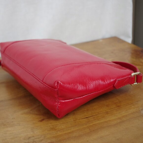 Cole Haan Red Patent Textured Leather Crossbody Purse - Picture 12 of 16